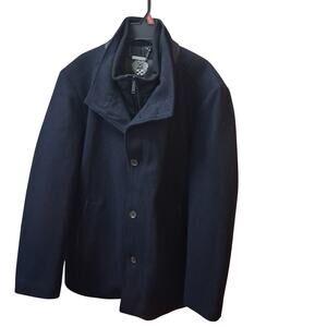 Vince Camuto Men's Wool Blend Winter Coat Black Inner Zip Up Bib Heavy Duty-XL